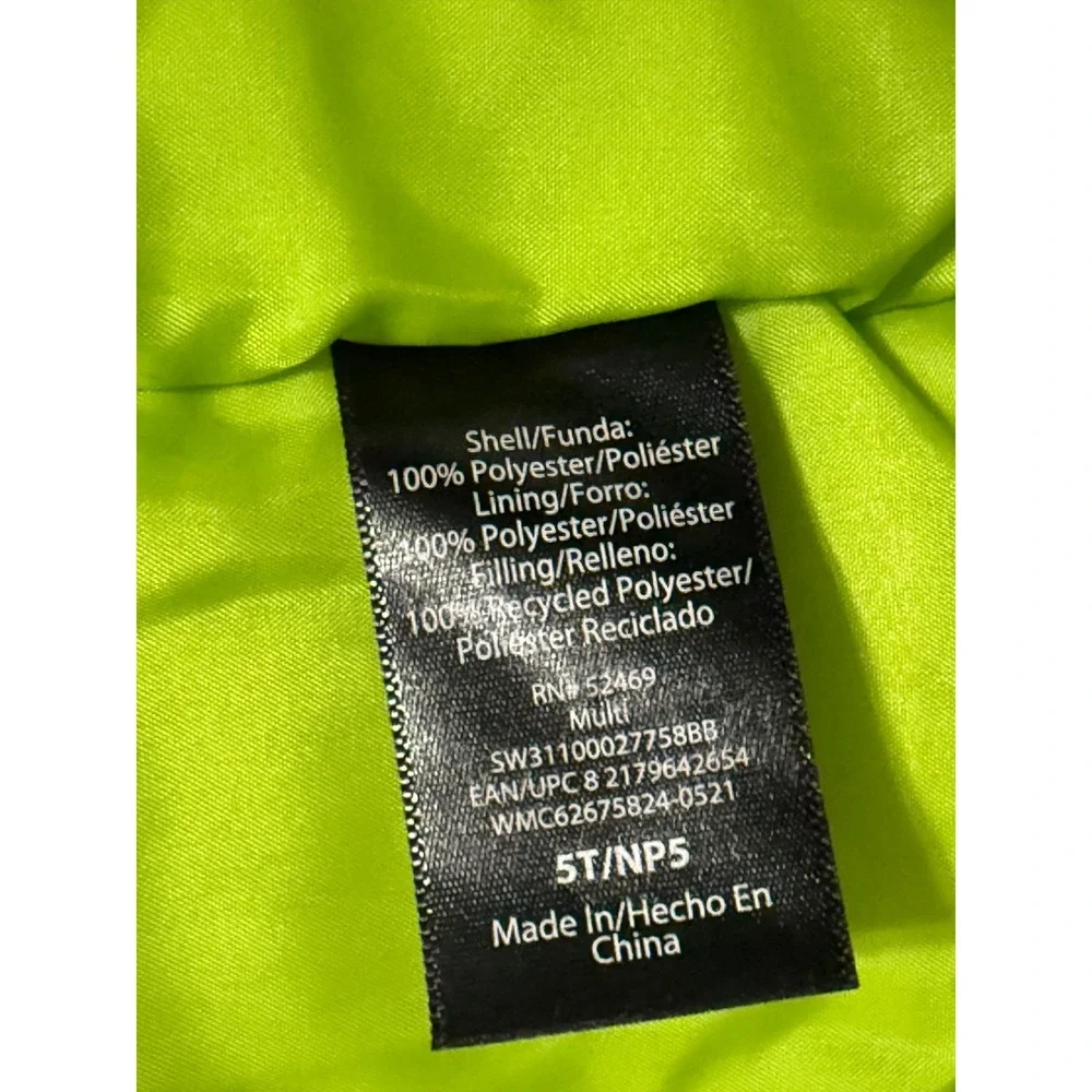 Swiss Tech Boys Blue Grey Neon Lime Colorblock Hooded Puffer Jacket Size 5T NP5